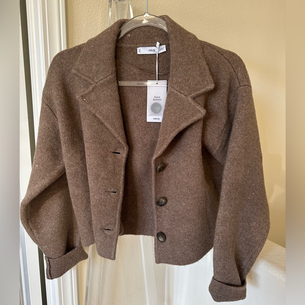 NWT MANGO Brown Wool Blend Women's Jacket